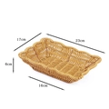 Rectangular faux rattan woven fruit basket in brown, size 23x17x6cm with wavy edges - Rectangular Scalloped Yellow Small