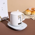 White ceramic mug set with 520 love text and matching electric constant warm coaster - Set (Gravity Sensing/USB) / White