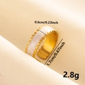 Detailed size view of gold stainless steel ring with white enamel and scalloped edges - Gold-White (J637-G-W)