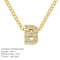14K gold plated stainless steel initial B pendant necklace with pavé cubic zirconia - Letter B / Gold