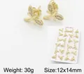 18k gold plated copper dragonfly stud earrings with micro-set zircons 12x14mm - Dragonfly