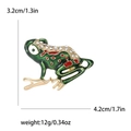 Green enamel frog brooch with gold plating, rhinestones, and size dimension markings - Green (0758)