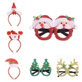 6-piece Christmas party set with Santa, reindeer antlers headbands and glitter glasses - 6PCS Set