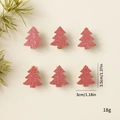 Set of 6 red glitter wooden Christmas tree clips for festive decor and photo hanging - Christmas Tree / Set of 6 / Pink