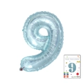 Light blue 40-inch number 9 foil balloon for birthdays with metallic finish - 40-inch Jelly Blue 9 With Paper Card