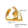 Bague large irrégulière en acier inoxydable plaqué or au design sculptural et épuré - Style Ouvert à Flux Sculptural (A298) / Or