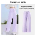 Pantalones de protección solar con cintura alta y pernera ancha en color lavanda claro - S / Bottoms / Púrpura Lavanda