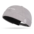 Bonnet docker gris clair avec broderie blanche et sangle arrière réglable - Réglable / Gris