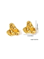 Detail view of irregular gold pleated earrings with size and weight measurements - Wavy Heart Textured Style (E0363)