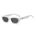 Occhiali da sole cat-eye bianchi retrò con lenti scure e decorazioni in metallo argento - Montatura Bianca Lente Grigio Scuro
