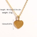 Golden titanium steel heart necklace with Forever Love engraving and textured surface - Forever Love Textured Heart (Style 9)