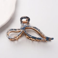 Haarklammer mit blauem Marmormuster und elegantem hohlem Goldmetallrahmen - Ölgemäldeblau