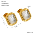 Detailansicht der 18K vergoldeten achteckigen Ohrstecker mit weißem Zirkonstein - 18K Gold / Gold(ZE1634G)