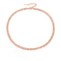 Collana a catena cubana in acciaio inossidabile placcato oro rosa 14K con catenina regolabile - Larghezza Grande Lunghezza Standard / Oro rosa