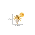 Golden spider labret stud with clear gemstones measuring 0.79cm by 0.74cm - Spider Design (8#) / Gold
