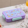 Purple and mint green bento box with cartoon space bunny and astronaut illustrations - 1200ml Purple Astronaut