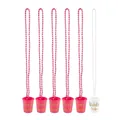 Pink and white Team Bride shot glasses with beaded chains for bachelorette parties - Red Team Bride