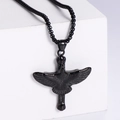 Collana con ciondolo aquila in acciaio inossidabile nero opaco su pietra geometrica - Ciondolo Aquila / Colore Nero (Senza Catena)