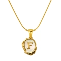 Collier en nacre de lave avec pendentif lettre F plaqué or 18K et chaîne serpent fine - Lettre F (S-P035-F)