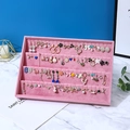 Bandeja de terciopelo rosa de 4 niveles para exhibir pendientes y organizar joyas - Bandeja de Pendientes Escalonada