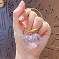 Llavero de gato transparente en forma de corazón con cable dorado para pelo de mascota - Colgante Clásico - Gato Atigrado