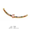 Rainbow zircon connector in gold finish with pink center stone for DIY jewelry - Rainbow Pink Stone Connector