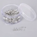 Silver flat head earring posts with clear plastic storage box for DIY jewelry making - 5x13mm Flat Head Earring Studs 400pcs
