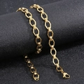 Collar de acero inoxidable chapado en oro de 18K con eslabones hexagonales y greca - Pulsera 19CM / Dorado