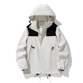 Outdoor-Windjacke mit Kapuze, Schwarz-Weiß-Farbblockierung und verstellbaren Bündchen - XS / Gebrochenes Weiß