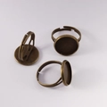 Adjustable bronze ring base with round flat tray for DIY jewelry making - 8mm / Bronze