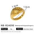 Technische afmetingen van de gouden RVS knoopring met details over hoogte en diameter - Schroef Croissant Stijl (NB-R24090)