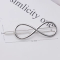 Silver infinity shaped metal hair clip detail with dimensions 6.7cm length and 2cm height - Infinity Shape Silver