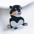 Cute Rottweiler acrylic puppy hair clip with glitter finish and glossy shine - Rottweiler Style Dog / Black White Glitter