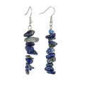Macro shot of handmade lapis lazuli stone earrings with silver hooks on white background - Lapis Lazuli Earrings