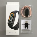 Smart Band 8 fitness tracker set with pink silicone strap and magnetic USB charger - M8 USB Model - Pink (Hryfine)