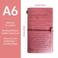 Pink A6 PU leather vintage traveler notebook with embossed message and elastic strap - To My Granddaughter Style / Pink