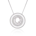 Silver plated necklace with round sunburst pendant and letter Q cubic zirconia inlay - Silver/Letter Q