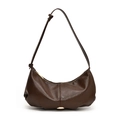 Sac sous le bras croissant en similicuir marron avec texture mate et boucles dorées - Marron