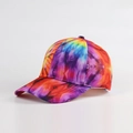 Colorful tie-dye graffiti baseball cap for sun protection with a curved brim design - Adjustable / Fuschia