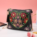 Black DIY diamond painting handbag with heart flower pattern and gold chain strap - Heart Flower (Black) (AA114)