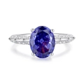 S925 Sterling silver angel wing ring featuring an oval blue stone and white diamonds - US 6 / FDJZ-109-Violet Blue Oval
