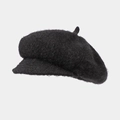 Minimalist black octagonal newsboy cap for women in soft brushed wool blend fabric - Black