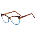 Cat eye glasses frames with tortoise shell and gradient blue translucent finish - Demi Blue Gradient