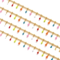 Golden stainless steel chain with colorful enamel water drop charms for DIY jewelry - Price per Meter / Golden Enamel