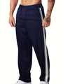 Detailansicht der dunkelblauen Cordhose mit klassischen weißen Seitenstreifen-Akzenten - S / Marineblau
