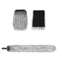 Set cosplay con coda di drago e guanti in finta pelliccia grigio e nero sfumato per feste - Set 2 Pezzi (Guanti + Coda)