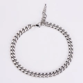 Detail of silver stainless steel Cuban chain necklace with lobster clasp and extender - Steel Color Necklace (11mm)