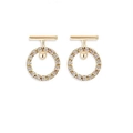 Elegant 18K gold plated S925 silver needle hoop earrings with pavé zircon crystals - Gold