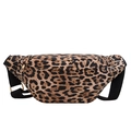 Marsupio alla moda con stampa leopardata, zip dorata e cinturino nero regolabile - Marrone Giallastro
