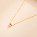 18k gold plated stainless steel necklace with heart-shaped champagne zircon stone - June-Moonstone